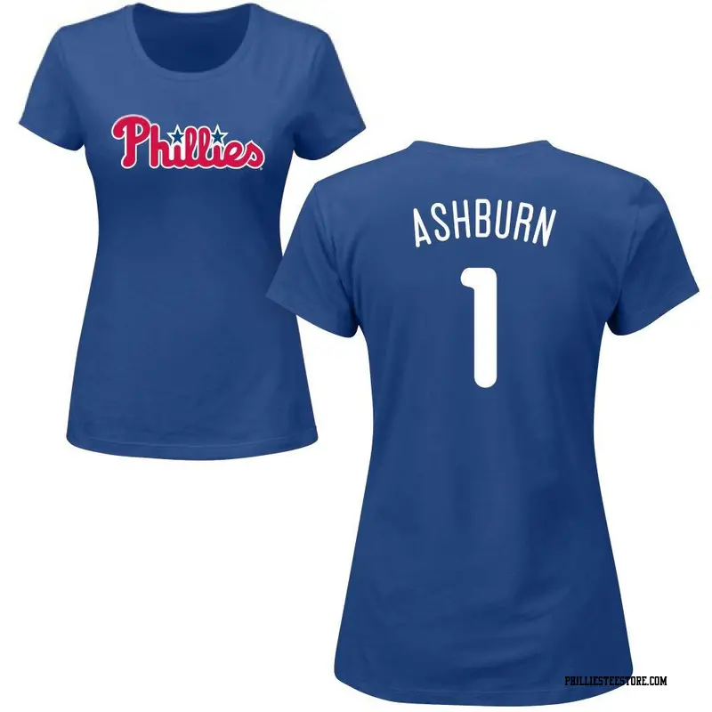 Women's Philadelphia Phillies ＃1 Richie Ashburn Royal Roster Name & Number T-Shirt