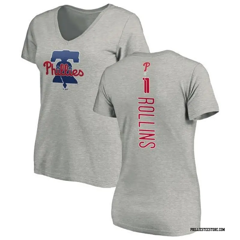 Women's Philadelphia Phillies ＃11 Jimmy Rollins Ash Backer Slim Fit T-Shirt