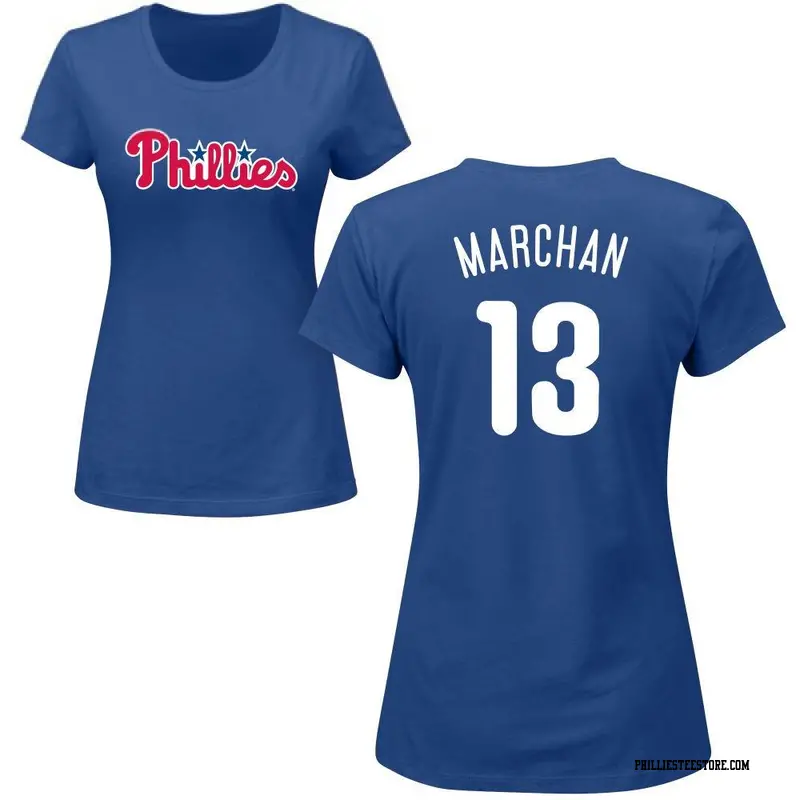 Women's Philadelphia Phillies ＃13 Rafael Marchan Royal Roster Name & Number T-Shirt