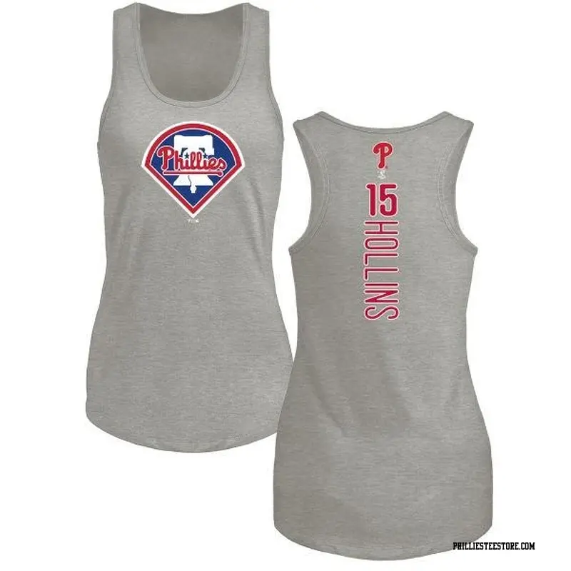 Women's Philadelphia Phillies ＃15 Dave Hollins Ash Branded Backer Tank Top