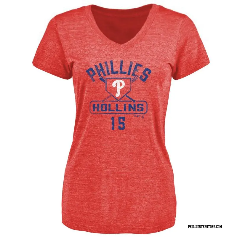 Women's Philadelphia Phillies ＃15 Dave Hollins Red Base Runner T-Shirt