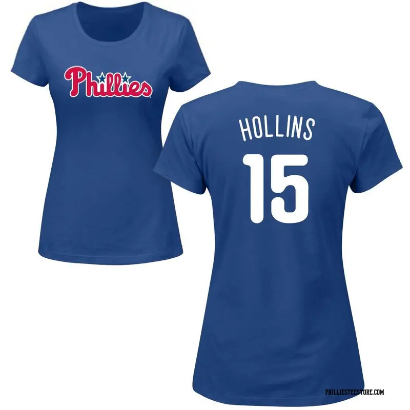 Women's Philadelphia Phillies ＃15 Dave Hollins Royal Roster Name & Number T-Shirt