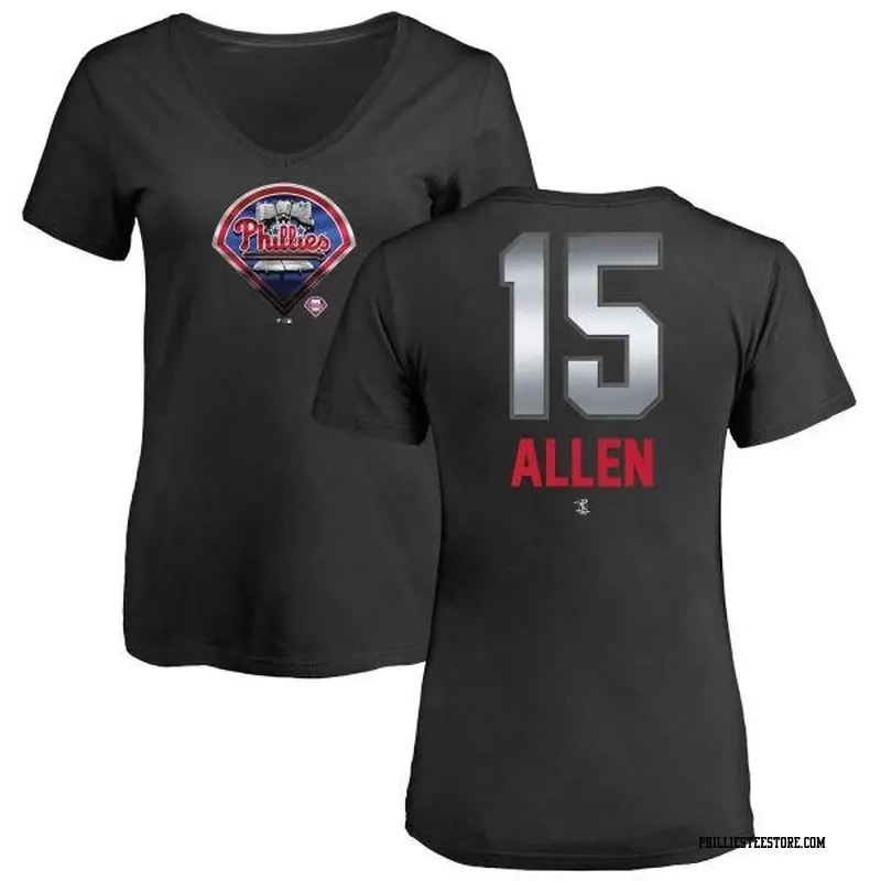 Women's Philadelphia Phillies ＃15 Richie Allen Black Branded Midnight Mascot V-Neck T-Shirt