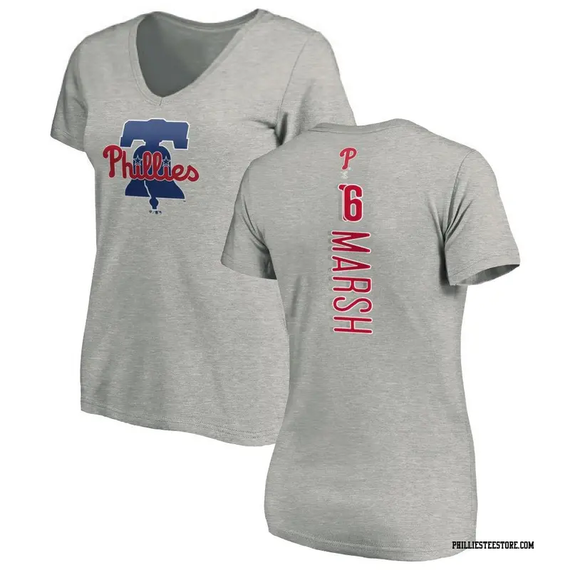 Women's Philadelphia Phillies ＃16 Brandon Marsh Ash Backer Slim Fit T-Shirt