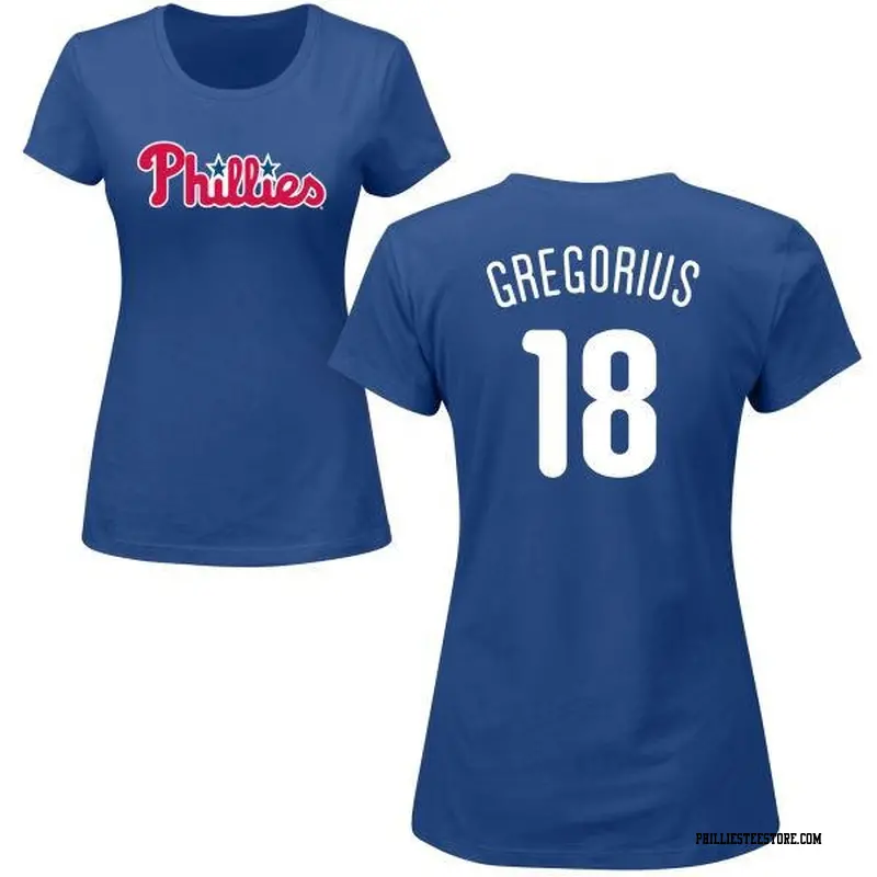 Women's Philadelphia Phillies ＃18 Didi Gregorius Royal Roster Name & Number T-Shirt