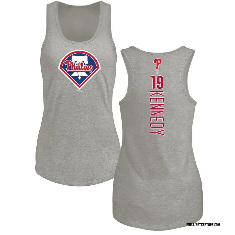 Women's Philadelphia Phillies ＃19 Buddy Kennedy Ash Backer Tank Top