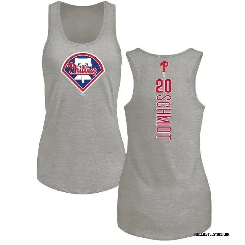 Women's Philadelphia Phillies ＃20 Mike Schmidt Ash Branded Backer Tank Top