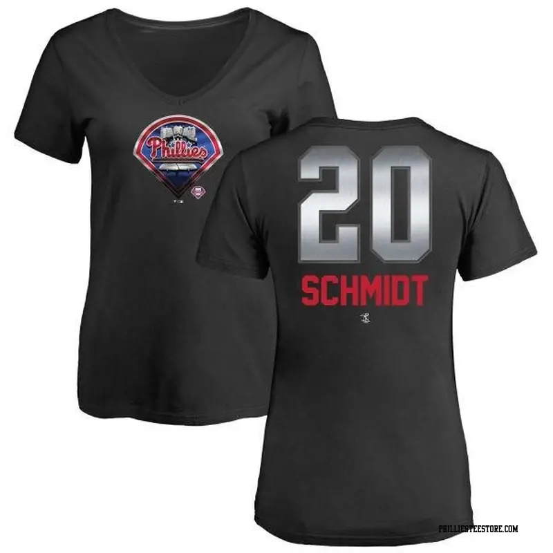 Women's Philadelphia Phillies ＃20 Mike Schmidt Black Branded Midnight Mascot V-Neck T-Shirt