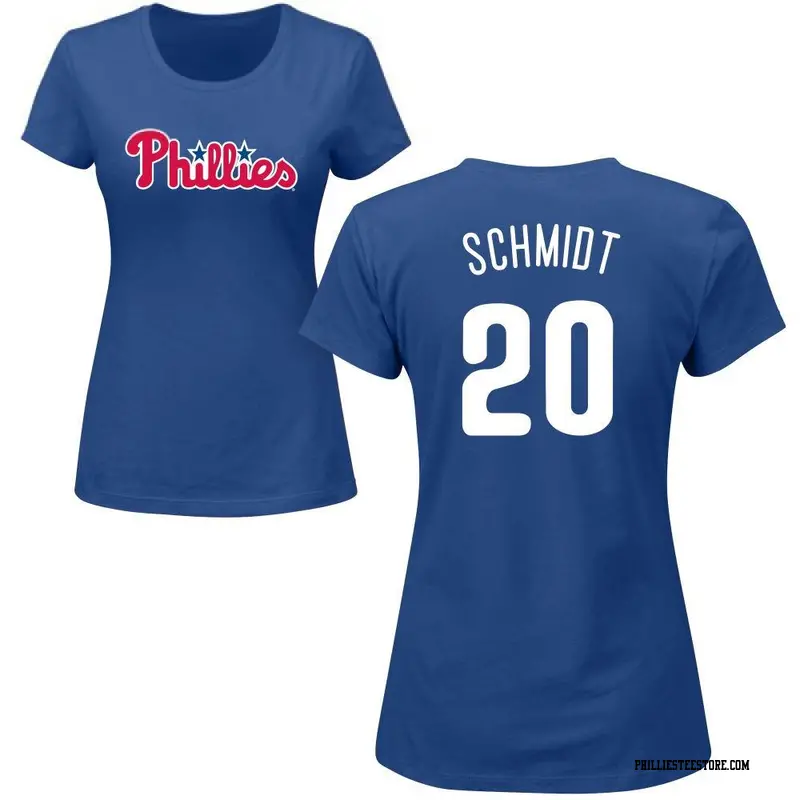 Women's Philadelphia Phillies ＃20 Mike Schmidt Royal Roster Name & Number T-Shirt