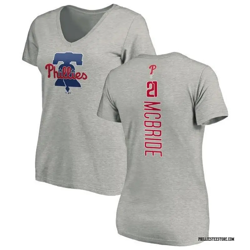 Women's Philadelphia Phillies ＃21 Bake Mcbride Ash Backer Slim Fit T-Shirt