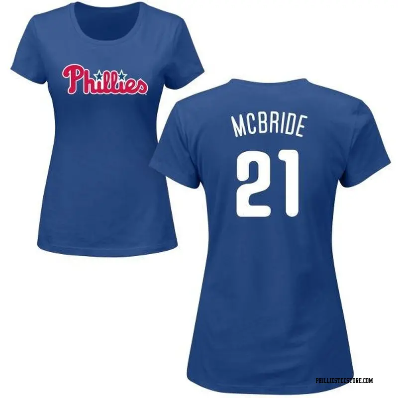 Women's Philadelphia Phillies ＃21 Bake Mcbride Royal Roster Name & Number T-Shirt