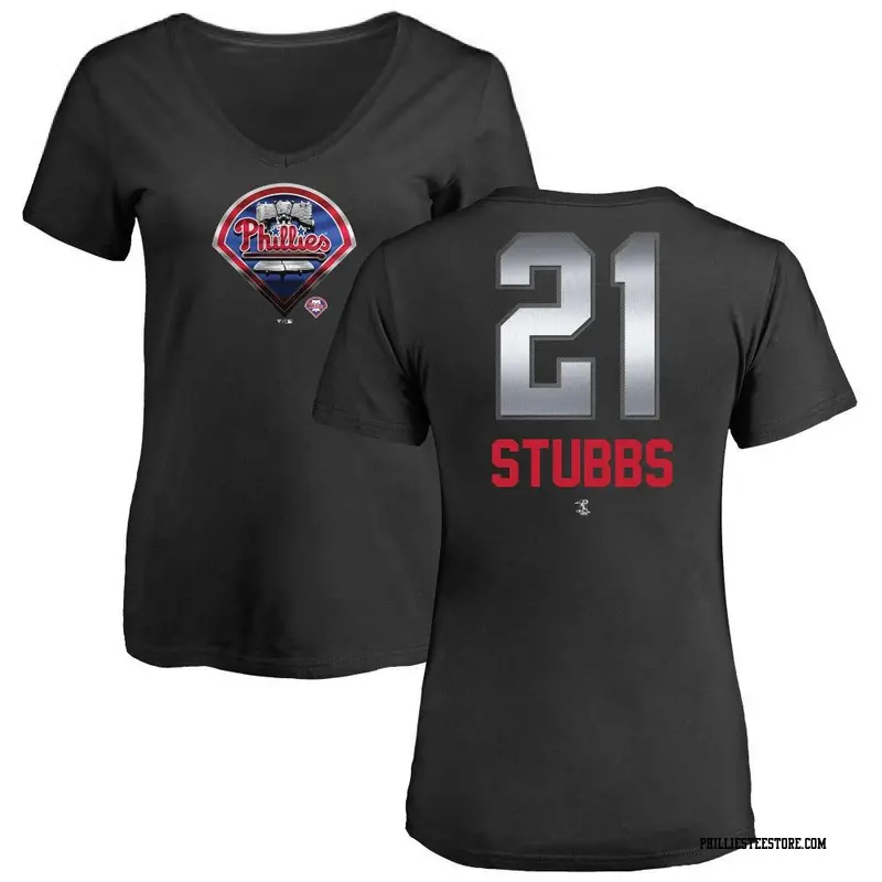 Women's Philadelphia Phillies ＃21 Garrett Stubbs Black Branded Midnight Mascot V-Neck T-Shirt