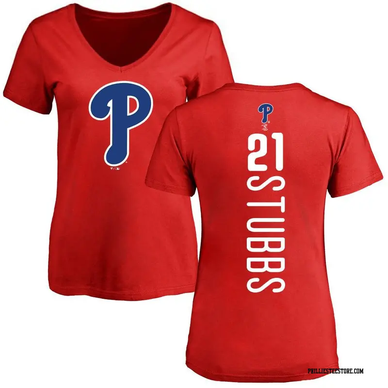 Women's Philadelphia Phillies ＃21 Garrett Stubbs Red Backer Slim Fit T-Shirt