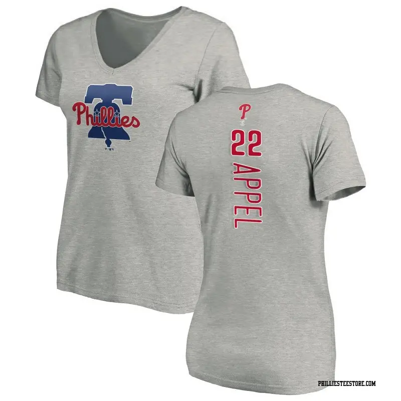 Women's Philadelphia Phillies ＃22 Mark Appel Ash Backer Slim Fit T-Shirt