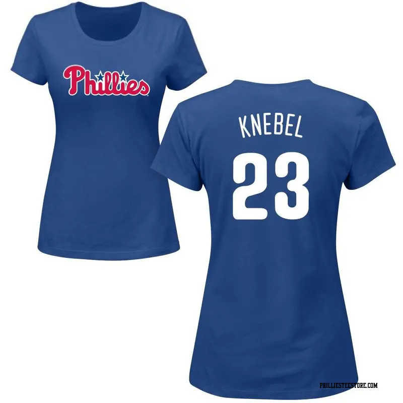 Women's Philadelphia Phillies ＃23 Corey Knebel Royal Roster Name & Number T-Shirt