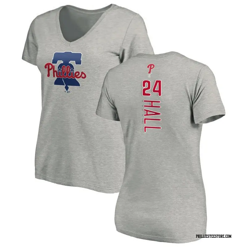 Women's Philadelphia Phillies ＃24 Darick Hall Ash Backer Slim Fit T-Shirt