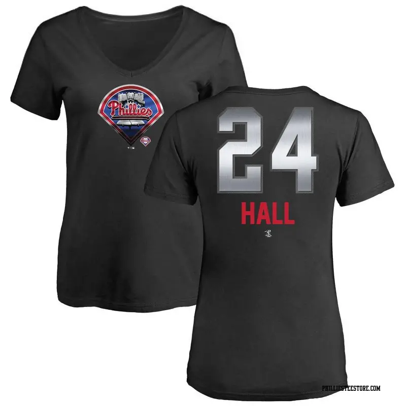 Women's Philadelphia Phillies ＃24 Darick Hall Black Branded Midnight Mascot V-Neck T-Shirt