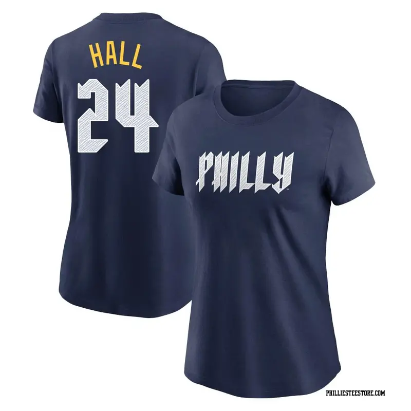 Women's Philadelphia Phillies ＃24 Darick Hall Navy 2024 City Connect Fuse Name & Number T-Shirt