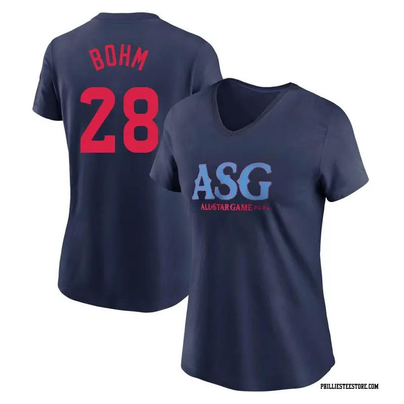 Women's Philadelphia Phillies ＃28 Alec Bohm Navy 2024 All-Star Collection Legend T-Shirt