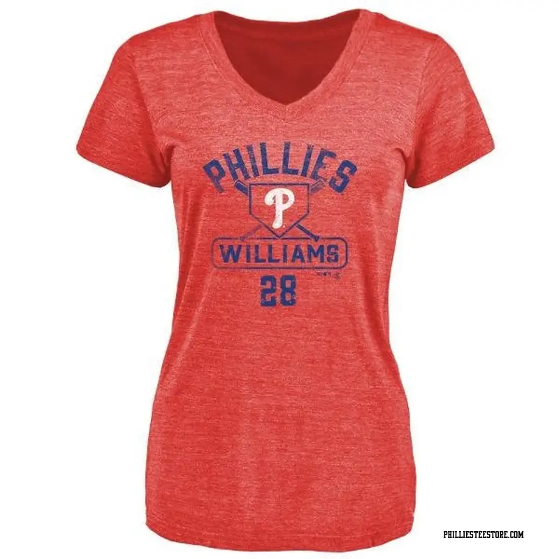 Women's Philadelphia Phillies ＃28 Mitch Williams Red Branded Base Runner T-Shirt