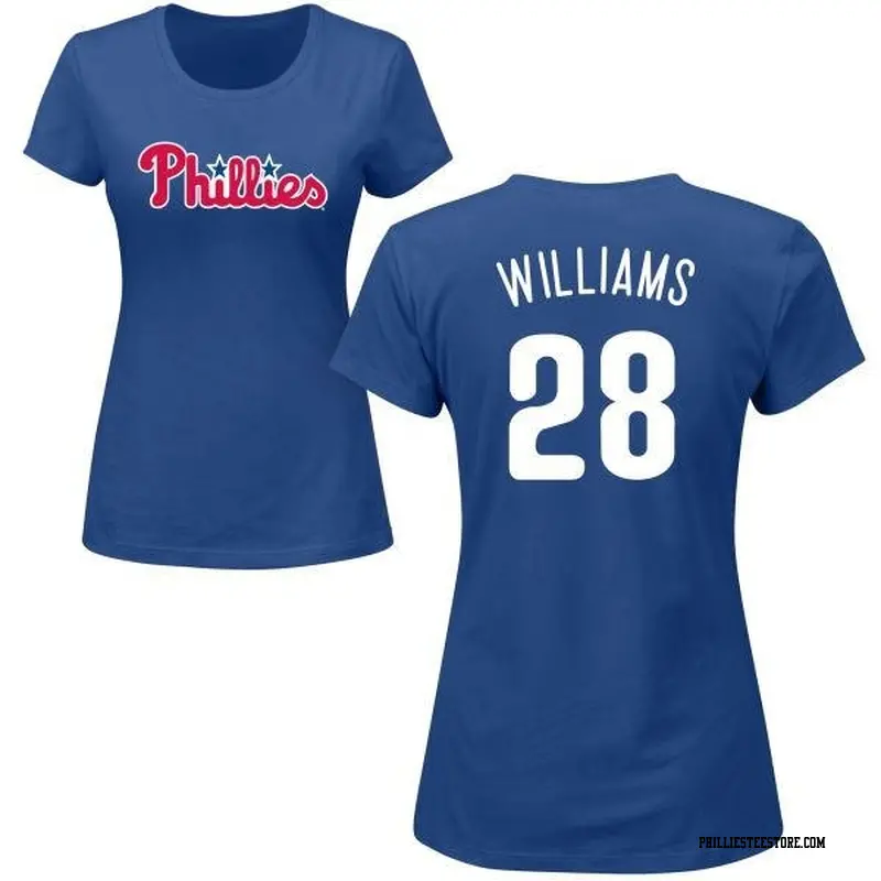 Women's Philadelphia Phillies ＃28 Mitch Williams Royal Roster Name & Number T-Shirt