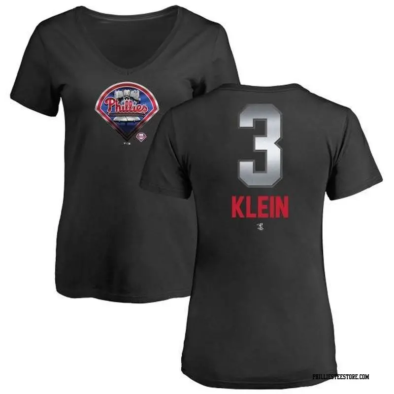 Women's Philadelphia Phillies ＃3 Chuck Klein Black Branded Midnight Mascot V-Neck T-Shirt