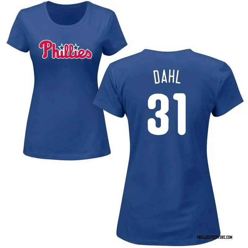 Women's Philadelphia Phillies ＃31 David Dahl Royal Roster Name & Number T-Shirt