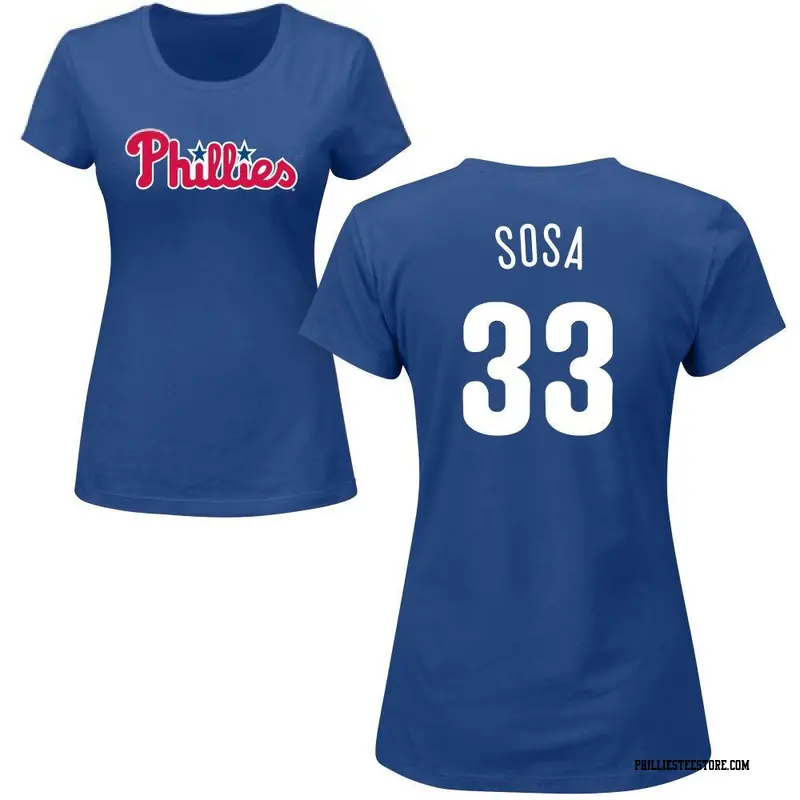 Women's Philadelphia Phillies ＃33 Edmundo Sosa Royal Roster Name & Number T-Shirt