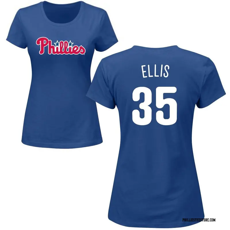 Women's Philadelphia Phillies ＃35 Drew Ellis Royal Roster Name & Number T-Shirt