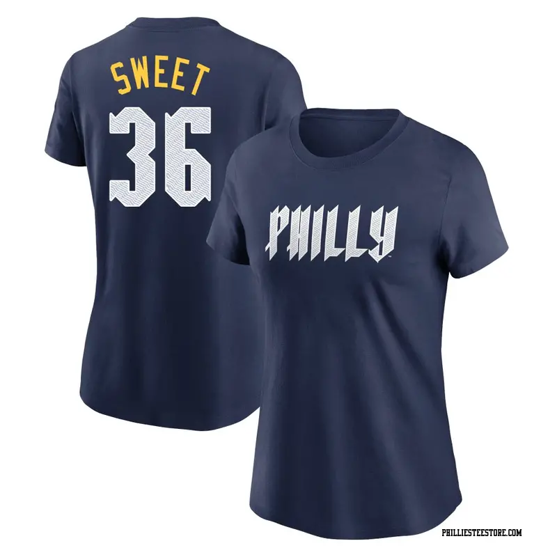 Women's Philadelphia Phillies ＃36 Devin Sweet Navy 2024 City Connect Fuse Name & Number T-Shirt