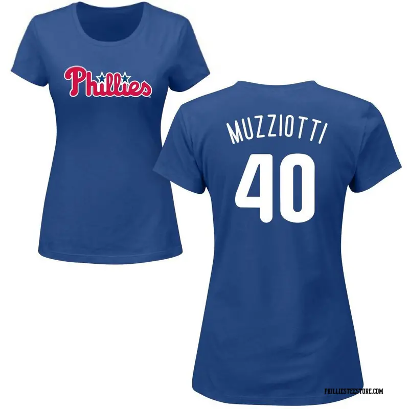 Women's Philadelphia Phillies ＃40 Simon Muzziotti Royal Roster Name & Number T-Shirt