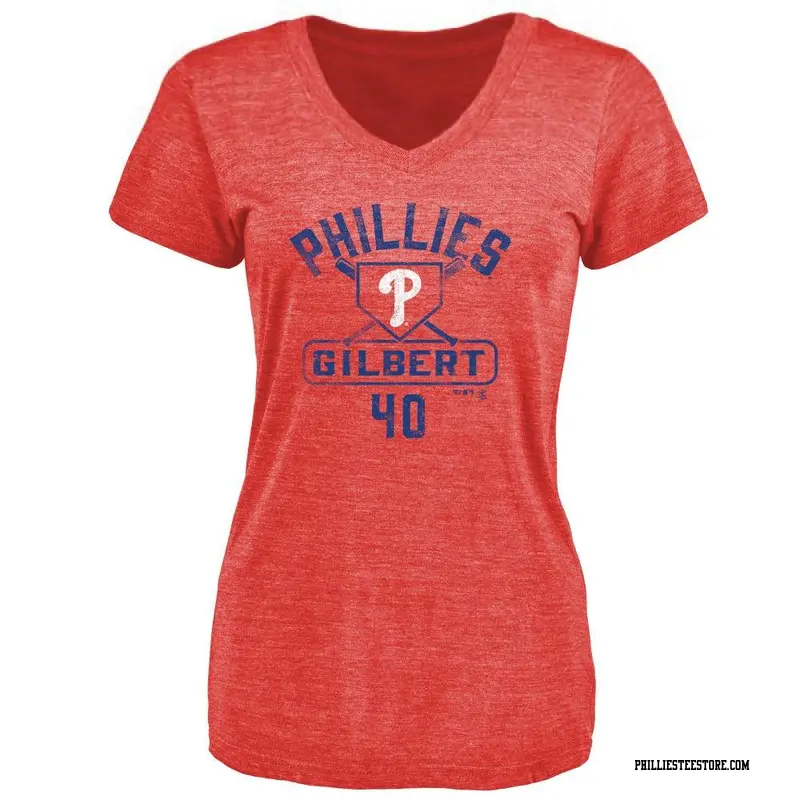 Women's Philadelphia Phillies ＃40 Tyler Gilbert Red Base Runner T-Shirt