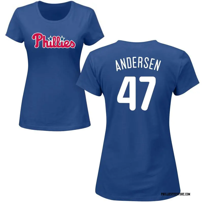 Women's Philadelphia Phillies ＃47 Larry Andersen Royal Roster Name & Number T-Shirt