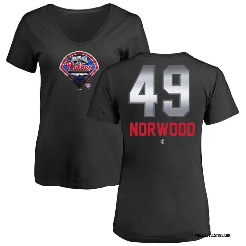 Women's Philadelphia Phillies ＃49 James Norwood Black Branded Midnight Mascot V-Neck T-Shirt