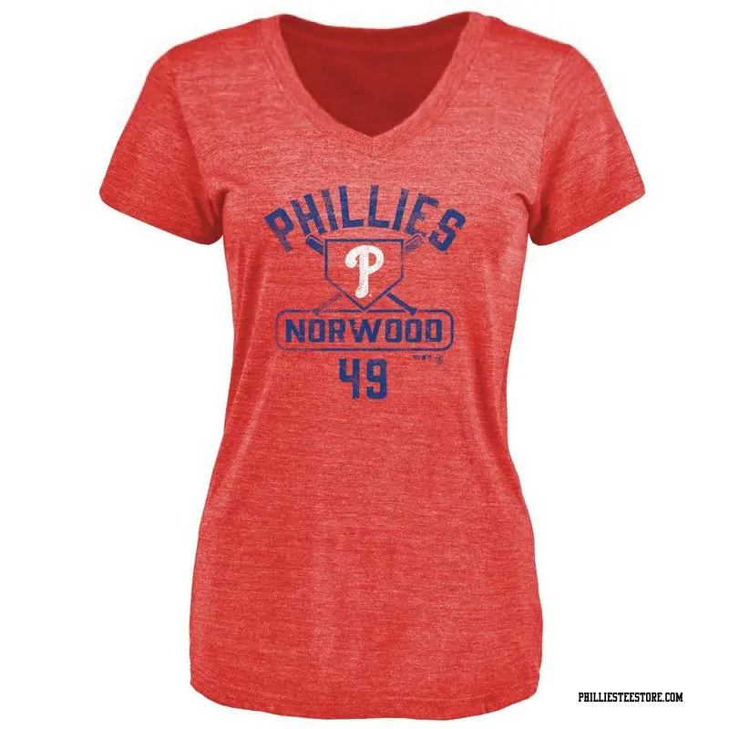 Women's Philadelphia Phillies ＃49 James Norwood Red Branded Base Runner T-Shirt