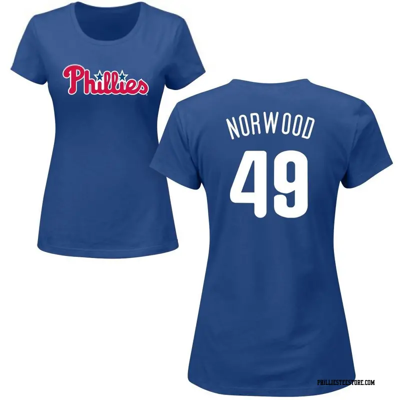 Women's Philadelphia Phillies ＃49 James Norwood Royal Roster Name & Number T-Shirt