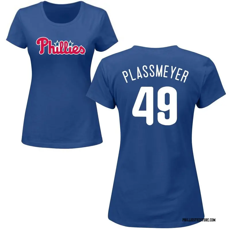 Women's Philadelphia Phillies ＃49 Michael Plassmeyer Royal Roster Name & Number T-Shirt