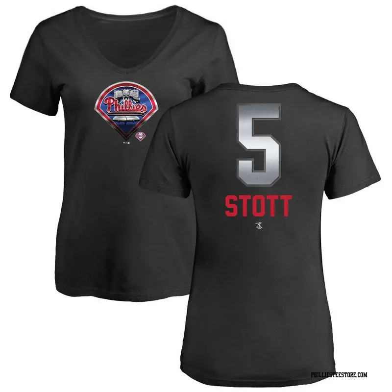 Women's Philadelphia Phillies ＃5 Bryson Stott Black Branded Midnight Mascot V-Neck T-Shirt