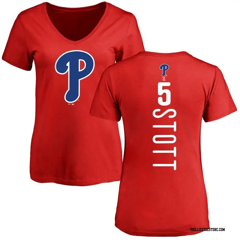 Women's Philadelphia Phillies ＃5 Bryson Stott Red Backer Slim Fit T-Shirt