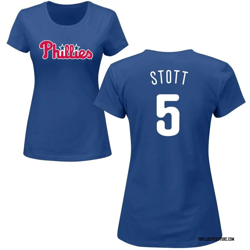 Women's Philadelphia Phillies ＃5 Bryson Stott Royal Roster Name & Number T-Shirt