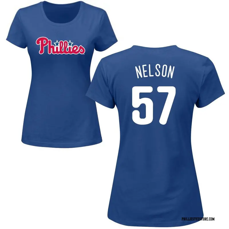 Women's Philadelphia Phillies ＃57 Nick Nelson Royal Roster Name & Number T-Shirt