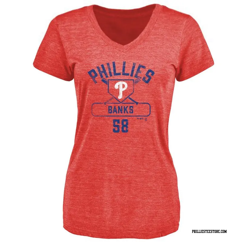 Women's Philadelphia Phillies ＃58 Tanner Banks Red Base Runner T-Shirt