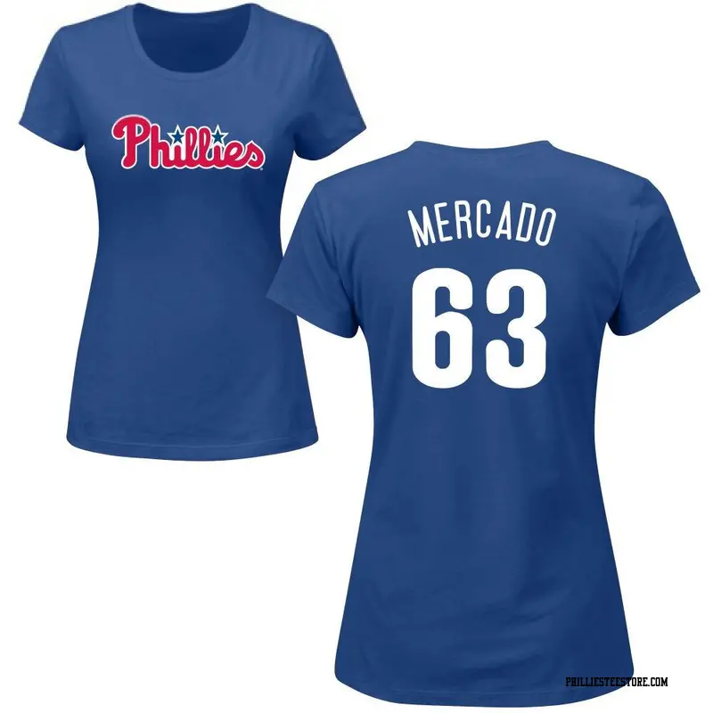 Women's Philadelphia Phillies ＃63 Michael Mercado Royal Roster Name & Number T-Shirt