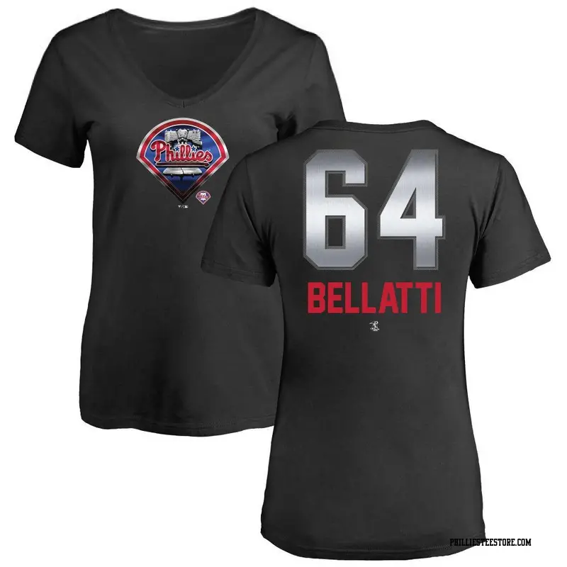 Women's Philadelphia Phillies ＃64 Andrew Bellatti Black Branded Midnight Mascot V-Neck T-Shirt