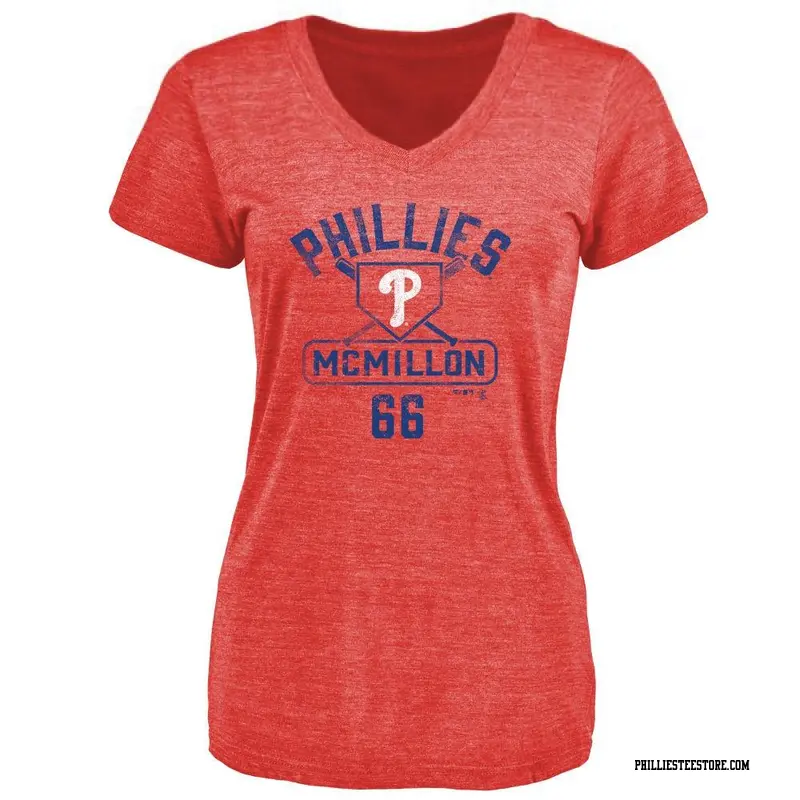 Women's Philadelphia Phillies ＃66 John McMillon Red Base Runner T-Shirt