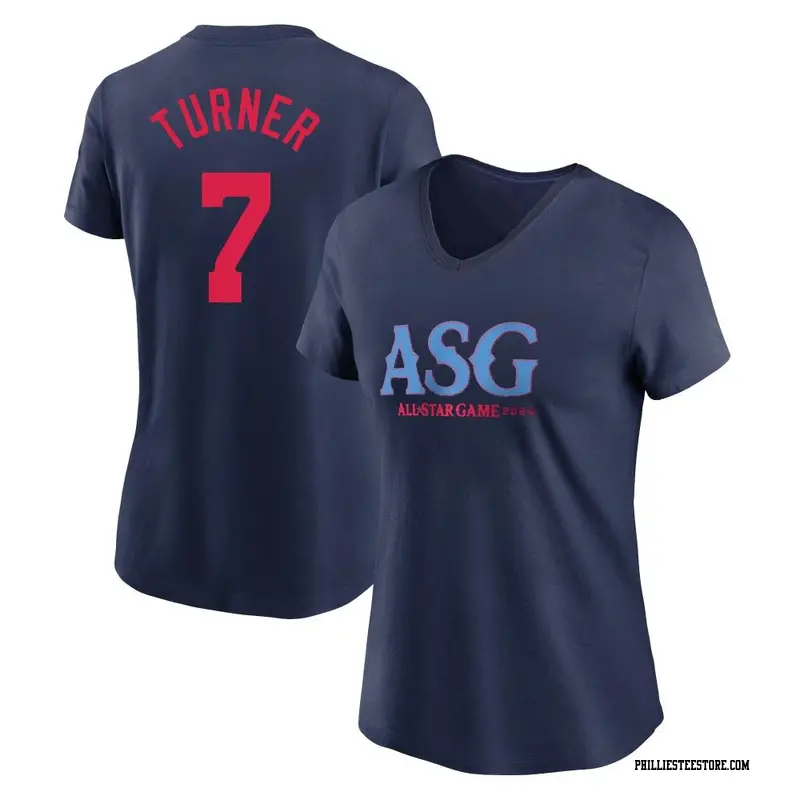 Women's Philadelphia Phillies ＃7 Trea Turner Navy 2024 All-Star Collection Legend T-Shirt