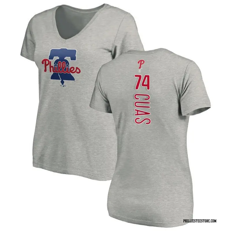 Women's Philadelphia Phillies ＃74 Jose Cuas Ash Backer Slim Fit T-Shirt