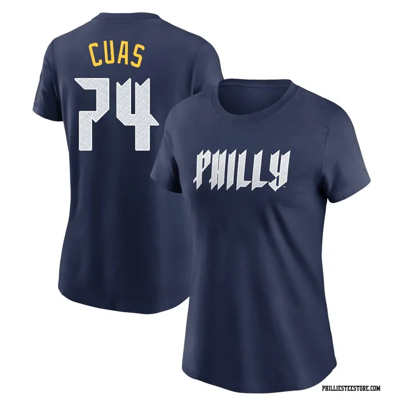 Women's Philadelphia Phillies ＃74 Jose Cuas Navy 2024 City Connect Fuse Name & Number T-Shirt