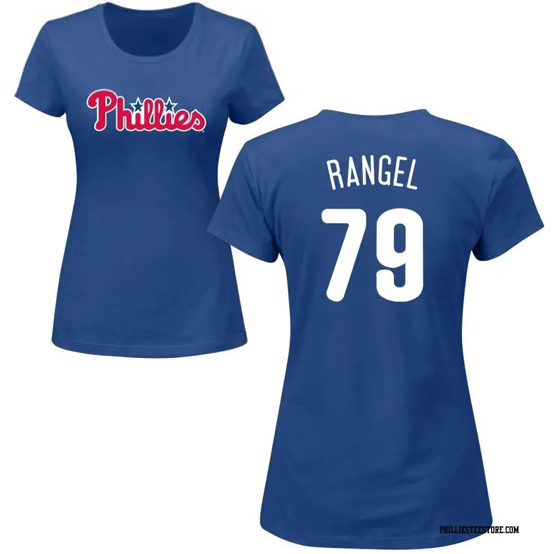 Women's Philadelphia Phillies ＃79 Alan Rangel Royal Roster Name & Number T-Shirt