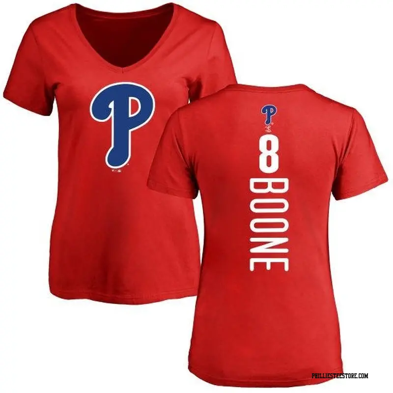 Women's Philadelphia Phillies ＃8 Bob Boone Red Backer Slim Fit T-Shirt